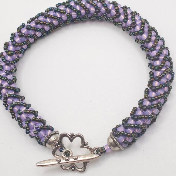 HANDMADE Violet Netted Rope Bracelet  7.5'' - Picture 1 of 6